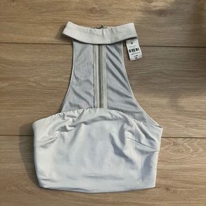 LF Zipper Grey Crop Top